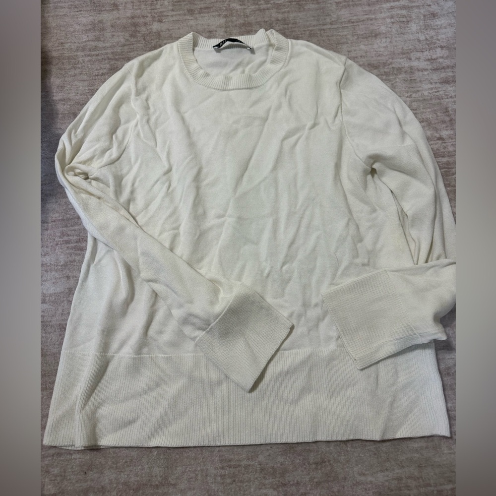 Zara cream long sleeve knit top size small